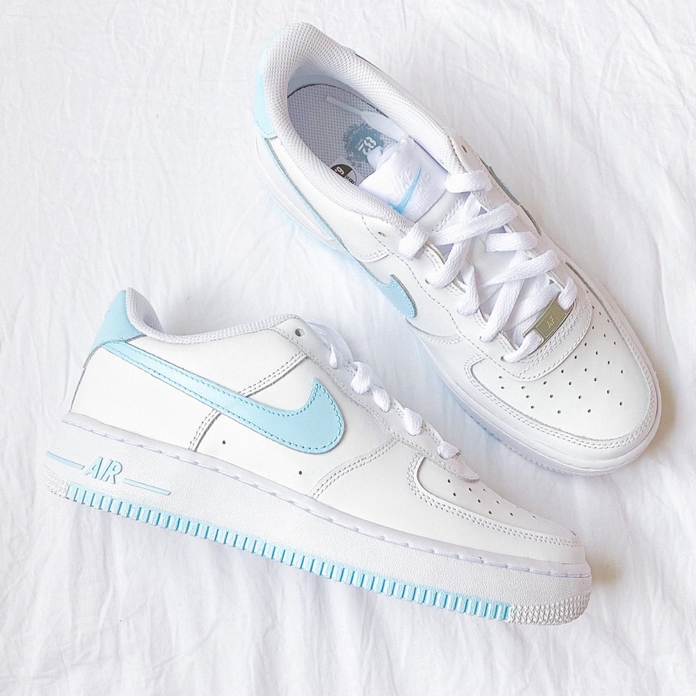 Nike custom Air Force 1 Light Blue Sneakers - Picture 3 of 4